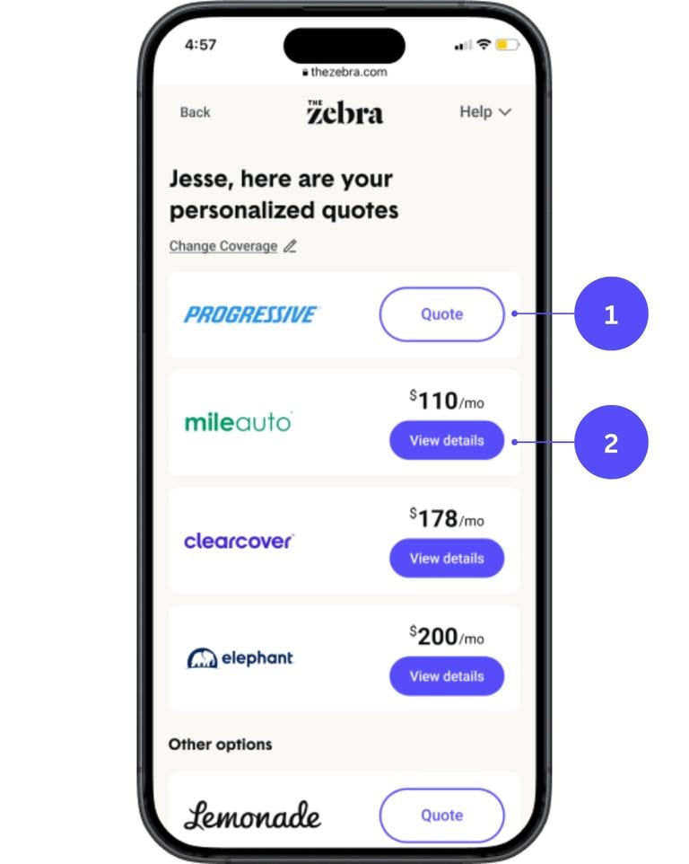 iphone screenshot of results screen