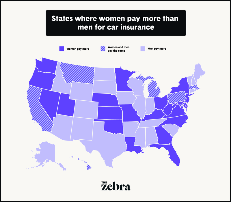 States where women pay more than men for car insurance
