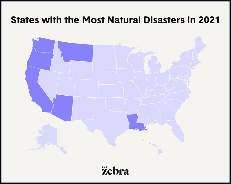 States with the most natural disasters in 2021-01