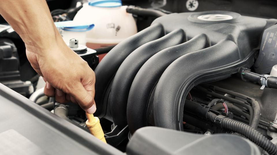 Checking Oil with Dipstick