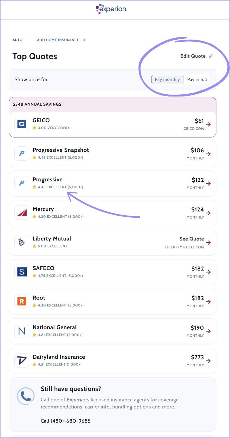 quote results