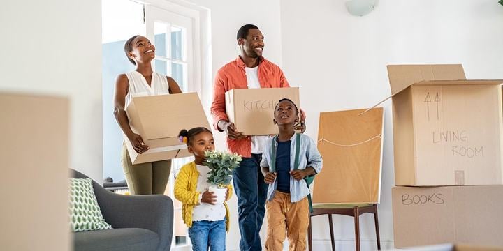 Family moving into a new house