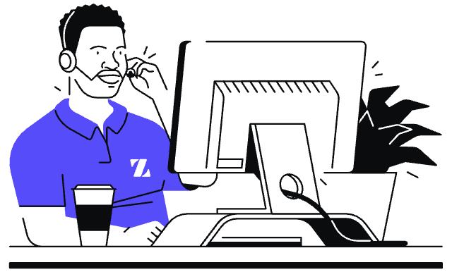 Insurance Agent at Desktop Computer Illustration