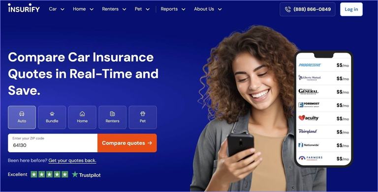 Insurify home screen