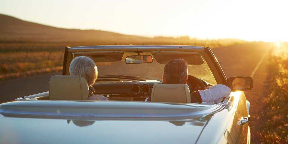 senior couple sunset