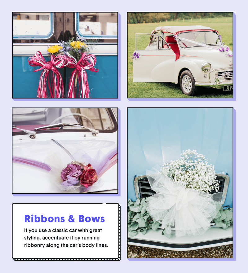 wedding car decor ribbons and bows