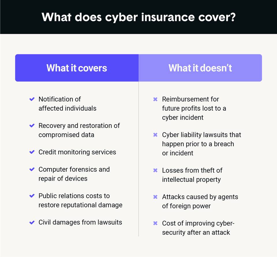¿Qué debe cubrirse en el seguro cibernético?